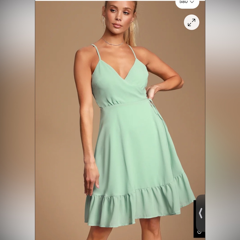 Lulu's Light Green Spaghetti Strap Midi Dress
